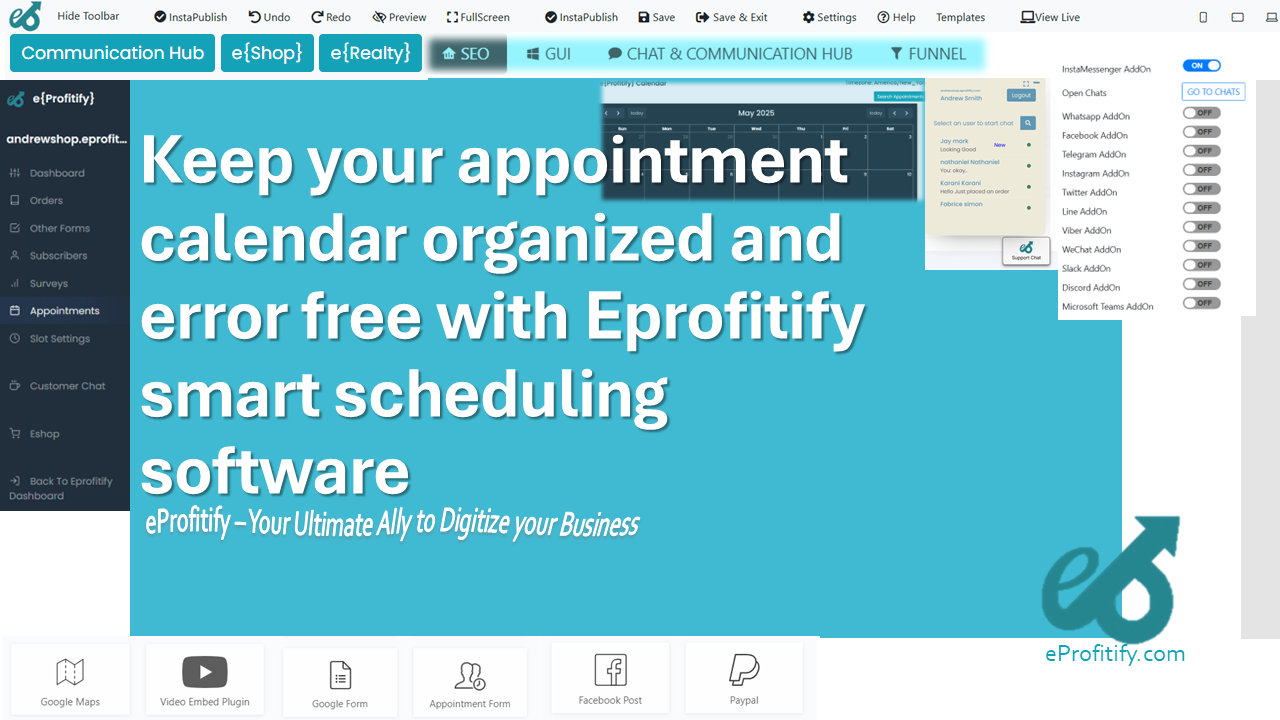 Keep your appointment calendar organized and error free with Eprofitify smart scheduling software